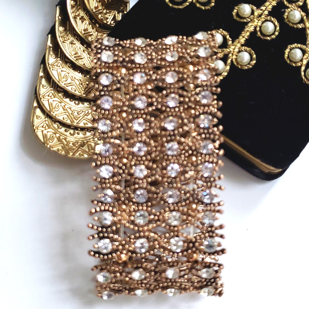 VTG Rhinestone filigree Goldmesh Bracelet - Picture 3 of 7